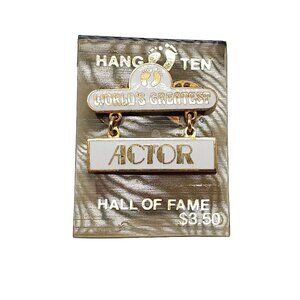 Hang Ten World's Greatest Actor Hall of Fame Footprints Lapel Brooch Pin Vintage